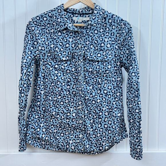 Boden 100% Cotton Leopard Animal Print Button Down Shirt 4 Preppy Chic Twee - Picture 2 of 10